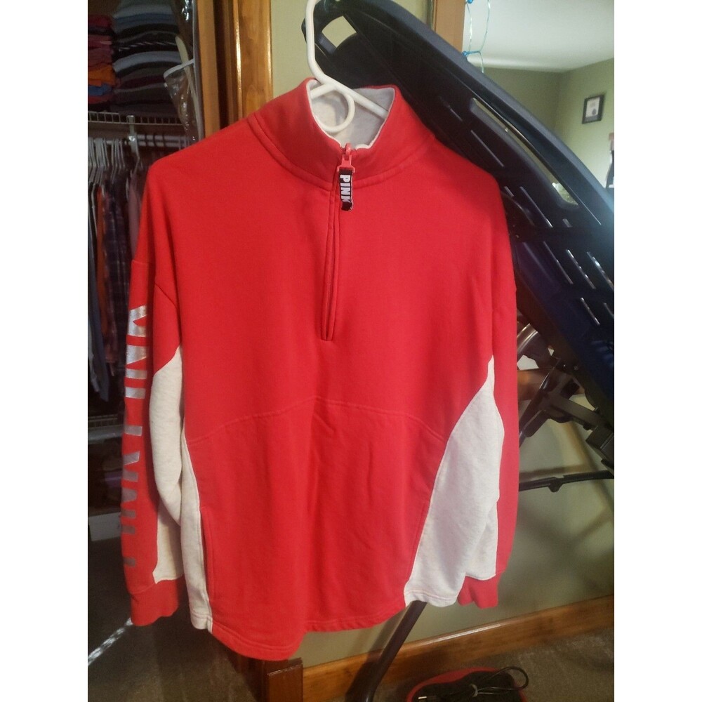 WOMAN'S 1/4 ZIP PULLOVER SWEATSHIRT BY:VS PINK SIZE: SMALL *PERFECT CONDITION*